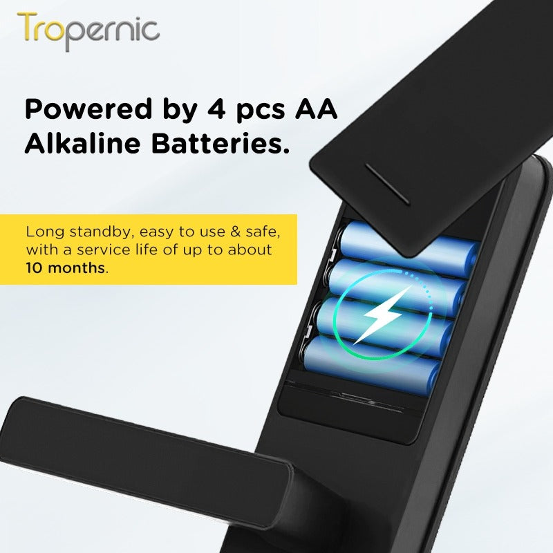 Tropernic Z13P Tuya Smart Door Lock with Doorbell Fingerprint Password Security Door Lock with Mechanical Anti-Lock 6068 Mortise