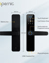 Tropernic K7 5 In 1 Tuya WiFi Smart Door Lock with Doorbell APP Remote Unlock Digital Lock Fingerprint Tombol Pintu Rumah Password Electronic Lock for Home Wooden Door