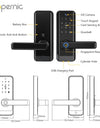 Tropernic A233MY Tuya WiFi Smart Door Lock with Security Camera Two Way Intercom Tempered Glass 5 In 1 Fingerprint Password Digital Door Kock Knob with Doorbell for Wooden Door