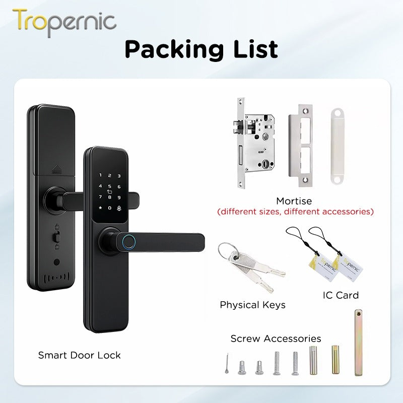 Tropernic DG01 TTLOCK Smart Door Lock with Doorbell APP Management Fingerprint Tombol Pintu Rumah Anti Theft Password Digital Lock Door Knob for Home Wooden Door