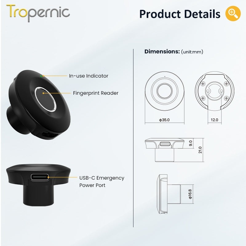 Tropernic S102-F Fingerprint Smart Cabinet Lock NFC Drawer Lock with Public Mode for Home Public Cabinet