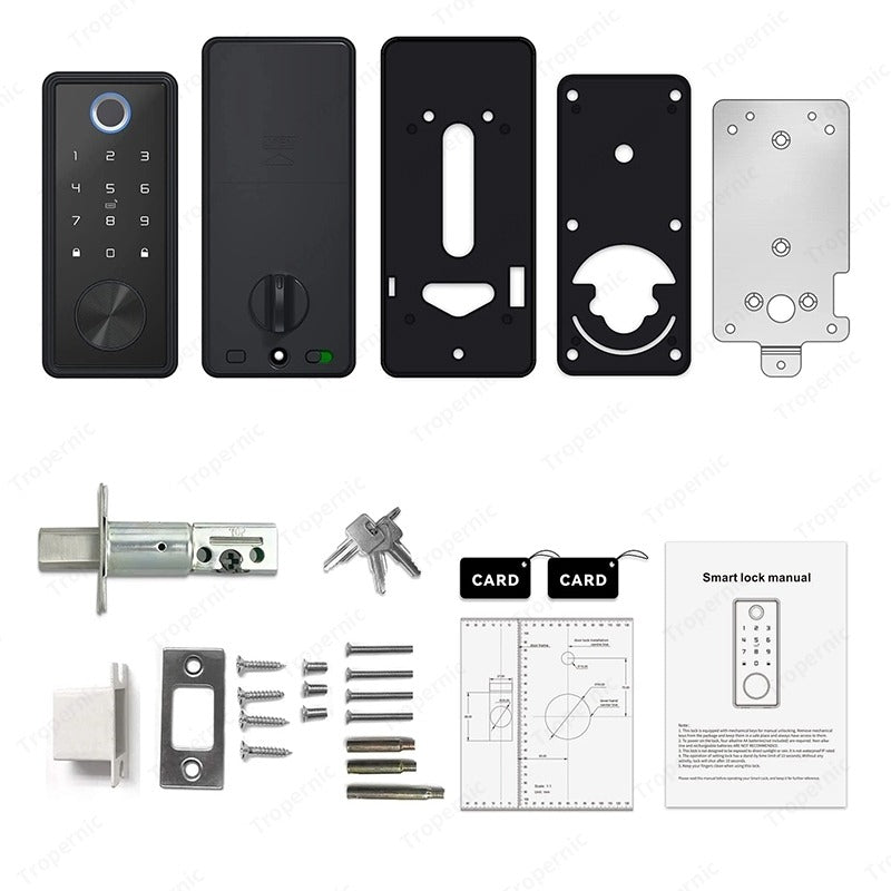 Tropernic T1 Tuya Smart Door Lock WiFi Remote Unlock Digital Password IC Card Biometric Fingerprint Unlock Fully Automatic Electric Deadbolt