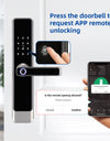 E908-Fingerprint Smart Door Lock with 4585 Mortise, Keyless Entry Door Lock, TUYA App Control, Smart Locks for Front Door, Touchscreen Keypad, RFID Card Unlock