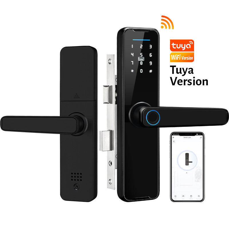 K7 Smart Biometric Fingerprint Lock Electric Door Lock,Keyless Entry Door Lock with Tuya App Control,Digital Keypad,Key,IC Card Unlock