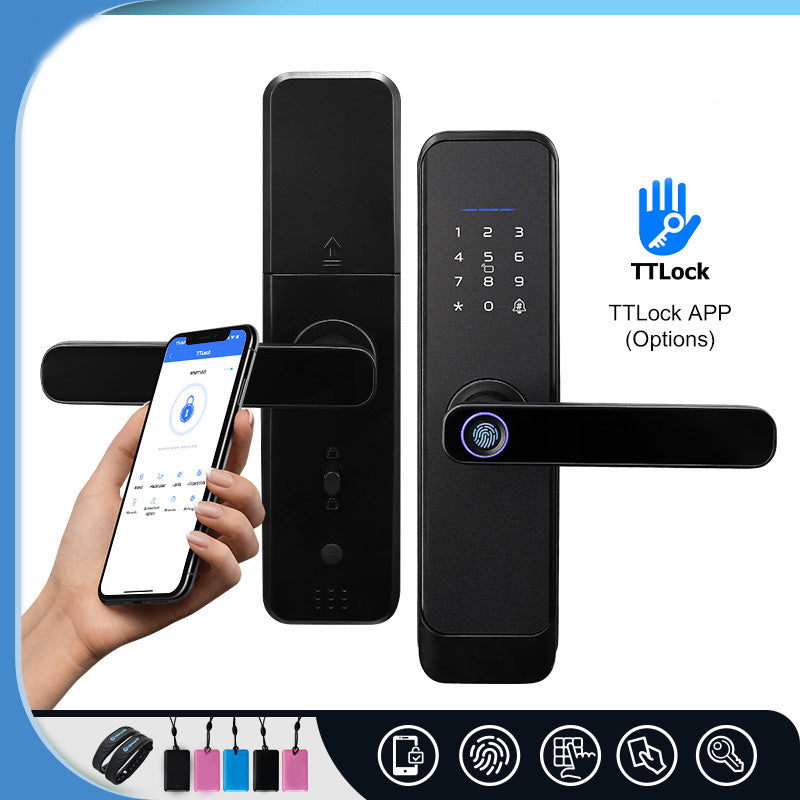 H03-TTLock APP Lock Electronic Smart Door Lock With Fingerprint/Key/ IC Card/Keypad Password,Keyless Entry Biometric Electronic Smart Lock for Home Security