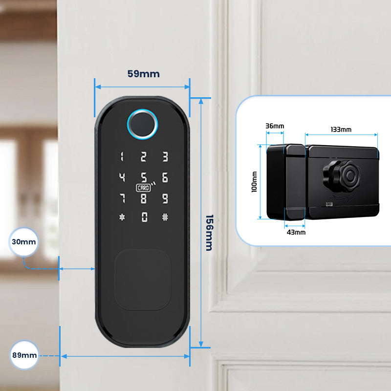 R5 Fingerprint Outdoor Gate Lock TTLock App Remote Control, Keyless Smart Door Lock Electric Rim Lock for Home Apartment