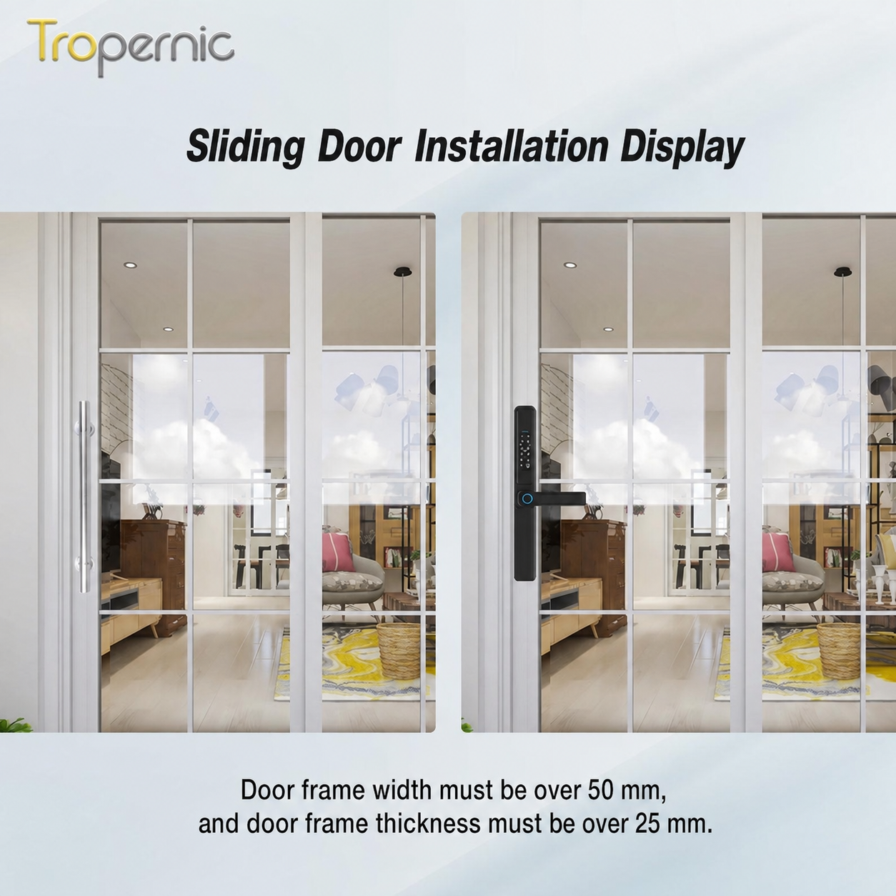 Tropernic F5 TTLOCK Smart Sliding Door Lock 5 in 1 Digital Lock with Doorbell App Unlock Waterproof Smart Door Lock for Aluminum Door