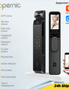Tropernic V10 7 In 1 Tuya Smart Door Lock with Security Camera 3D Facial Recognition Fully Automatic Digital Lock Palmprint Unlock Intercom Security Door Lock