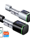 S1F-Tuya App Cylinder Electronic Smart Door Lock with Fingerprint FRID Card Mechanical Key Unlock