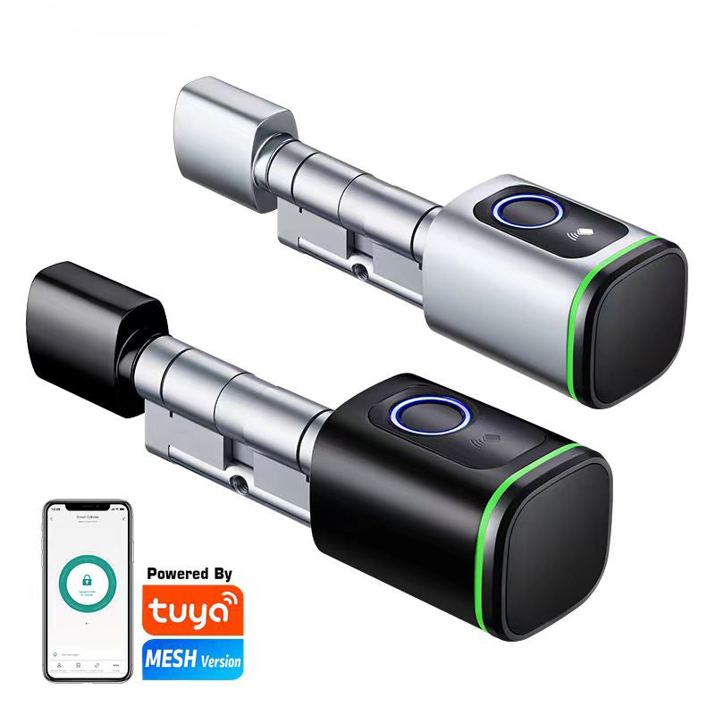 S1F-Tuya App Cylinder Electronic Smart Door Lock with Fingerprint FRID Card Mechanical Key Unlock
