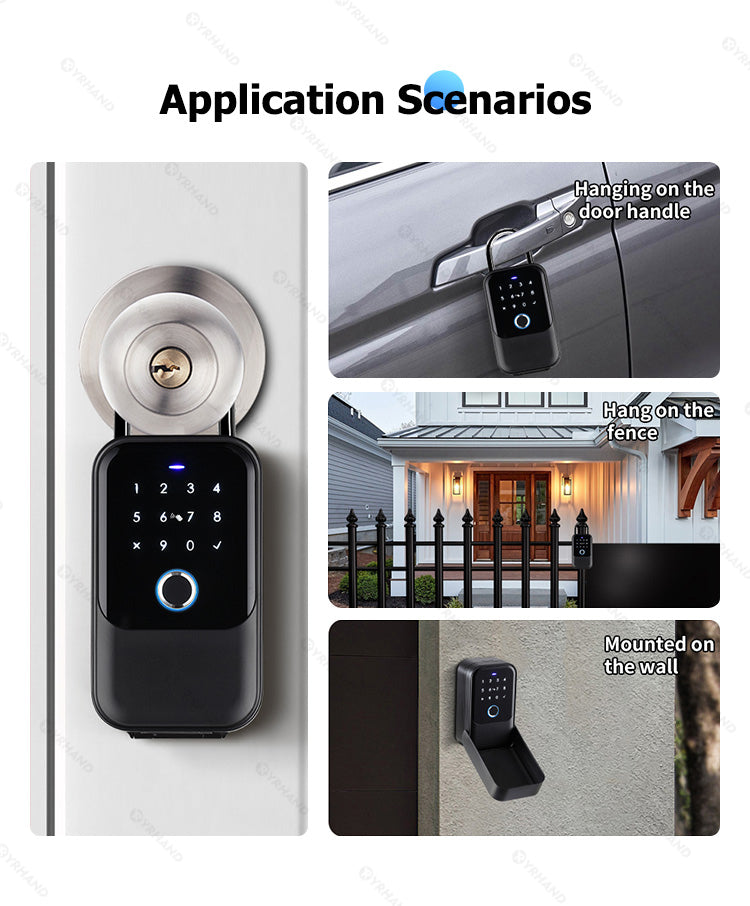 K5-Smart Key Lock Box,Home Key Wireless Smartlock Box with Fingerprint & Passcode & Access Card & Manual Key & TTlock App Control,Easy Installation