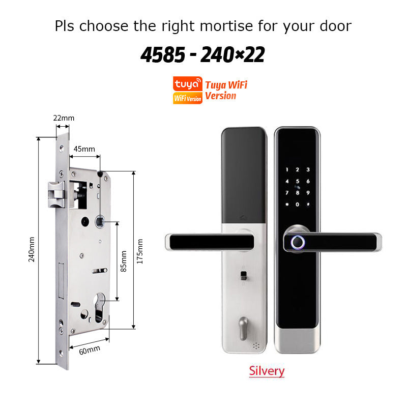 E908-Fingerprint Smart Door Lock with 4585 Mortise, Keyless Entry Door Lock, TUYA App Control, Smart Locks for Front Door, Touchscreen Keypad, RFID Card Unlock