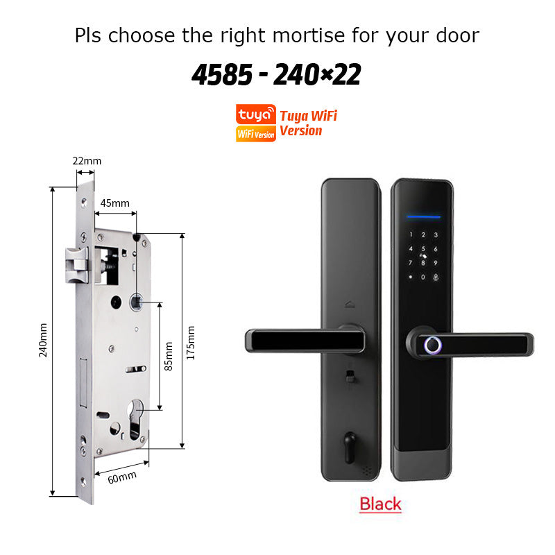 E908-Fingerprint Smart Door Lock with 4585 Mortise, Keyless Entry Door Lock, TUYA App Control, Smart Locks for Front Door, Touchscreen Keypad, RFID Card Unlock