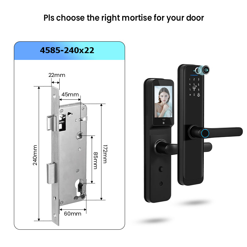 X9pro-TUYA App Biometric Fingerprint Smart Door Lock with Camera,RFID Card/Digital Passcode/Key/App Remote Unlock,Keyless Entry Electronic Smart Door Lock for Home Apartment