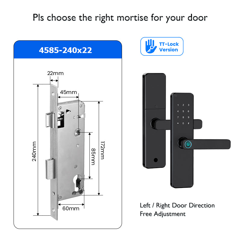 K11-Biometric Fingerprint Door Lock with 4585 Mortise,TTLock App Remote Control,IC Card/Password Code/Key Unock,Keyless Entry Electronic Smart Door Lock for Home