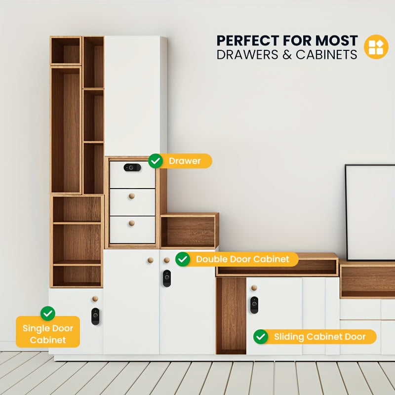 C100-Fingerprint Smart Cabinet Lock, Electric Drawer Locks,Keyless Tuya App Remote Access Wardrobe Lock, Anti-theft Electronic Cabinet Locks for Liquor Cabinet Locker Drawer Cupboard Desk