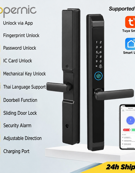 Tropernic D01 Tuya 5 in 1 Digital Door Lock with Doorbell App Remote Unlock Fingerprint Smart Door Lock for Sliding Door