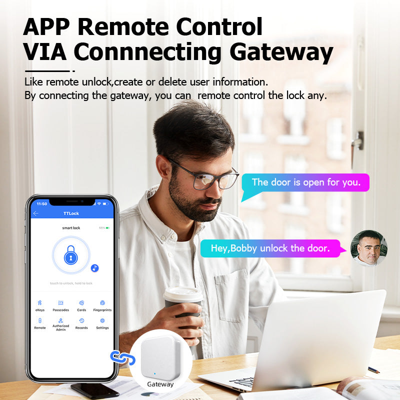 E908-Keyless Entry Door Lock with Handle ,Fingerprint Smart Door Lock with Touchscreen Keypad, TTLOCK App Control,IC Card,Key Unlock, Easy Installation