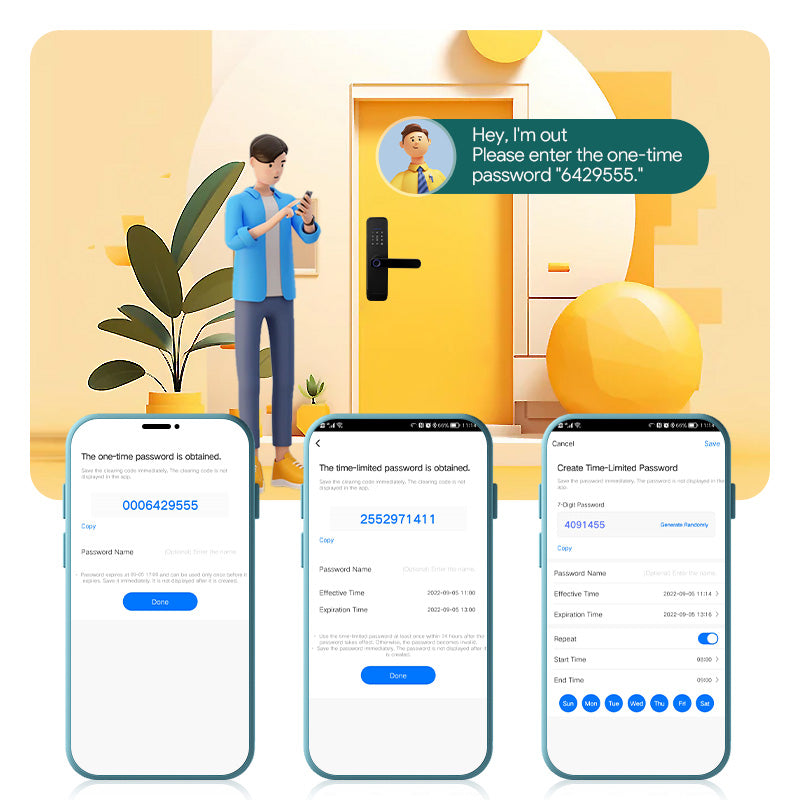 H03- 5 in 1 Unlock Methods Electronic Digital Door Lock, Tuya App Biometrics Fingerprint Smart Door with 4585 Mortise, Keyless Entry Door Lock for Home Apartment