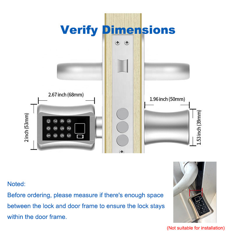 Tuya App Electronic Fingerprint Smart Door Lock, Smart Cylinder Lock With Keypad / Manual Key Unlock,Biometric Digital Door Lock for Home Apartment