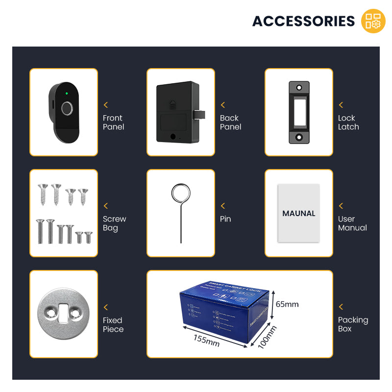 C100-Fingerprint Smart Cabinet Lock, Electric Drawer Locks,Keyless Tuya App Remote Access Wardrobe Lock, Anti-theft Electronic Cabinet Locks for Liquor Cabinet Locker Drawer Cupboard Desk