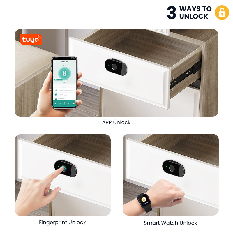 C100-Fingerprint Smart Cabinet Lock, Electric Drawer Locks,Keyless Tuya App Remote Access Wardrobe Lock, Anti-theft Electronic Cabinet Locks for Liquor Cabinet Locker Drawer Cupboard Desk