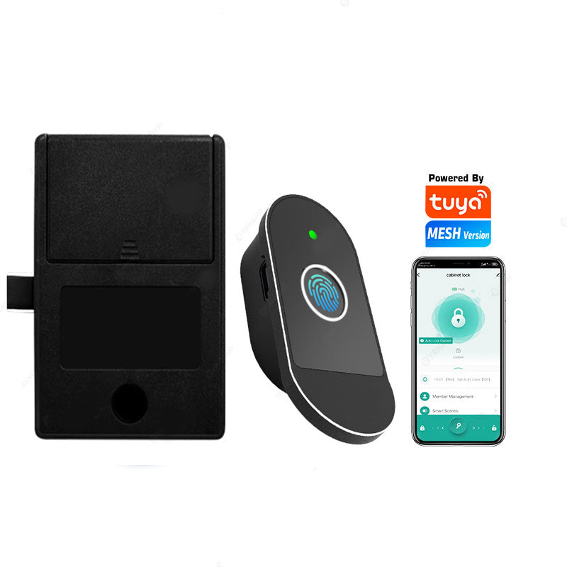 C100-Fingerprint Smart Cabinet Lock, Electric Drawer Locks,Keyless Tuya App Remote Access Wardrobe Lock, Anti-theft Electronic Cabinet Locks for Liquor Cabinet Locker Drawer Cupboard Desk
