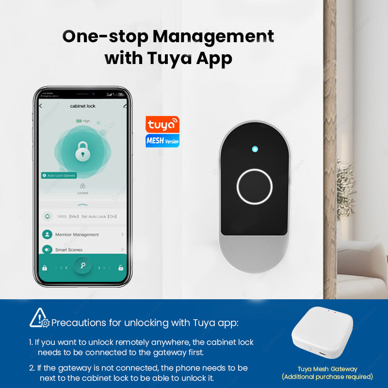 C100-Fingerprint Smart Cabinet Lock, Electric Drawer Locks,Keyless Tuya App Remote Access Wardrobe Lock, Anti-theft Electronic Cabinet Locks for Liquor Cabinet Locker Drawer Cupboard Desk