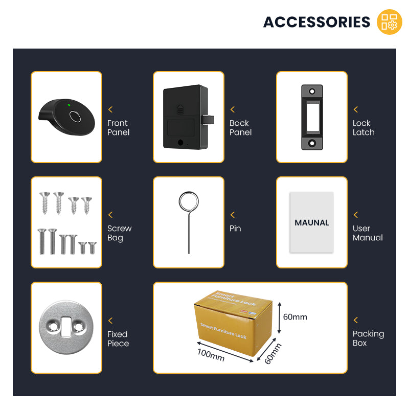 C200-Fingerprint Cabinet Lock, Smart Biometric Keyless Hidden File Drawer Wardrobe Lock for Wooden Furniture Drawer Wardrobe