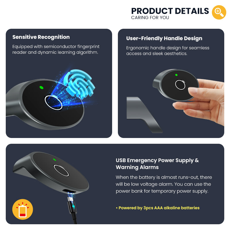 C200-Fingerprint Cabinet Lock, Smart Biometric Keyless Hidden File Drawer Wardrobe Lock for Wooden Furniture Drawer Wardrobe