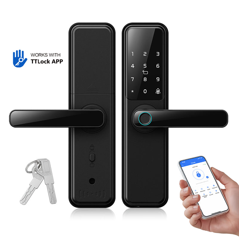 New Biometric Fingerprint Smart Door Lock with 5-in-1 Unlock Methods,Electronic anti-lock Button,Digital Passcode RFID Card Keyless Security Entry Electronic Smart Lock for Home Security