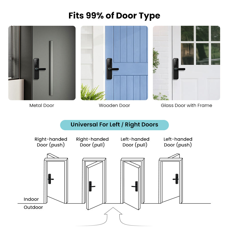DG01-TTLock App Biometric Fingerprint Smart Door Lock,Adjustable handle direction,Electronic anti-lock Button,Password RFID Card Keyless Security Entry Electronic Smart Lock for Home Apartment