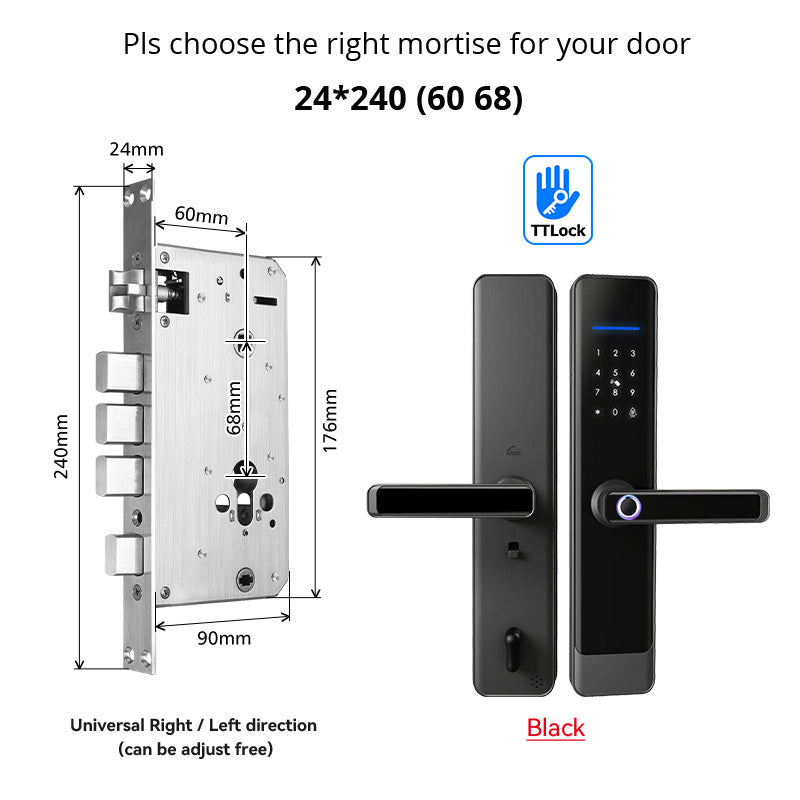 E908-Keyless Entry Door Lock with Handle ,Fingerprint Smart Door Lock with Touchscreen Keypad, TTLOCK App Control,IC Card,Key Unlock, Easy Installation