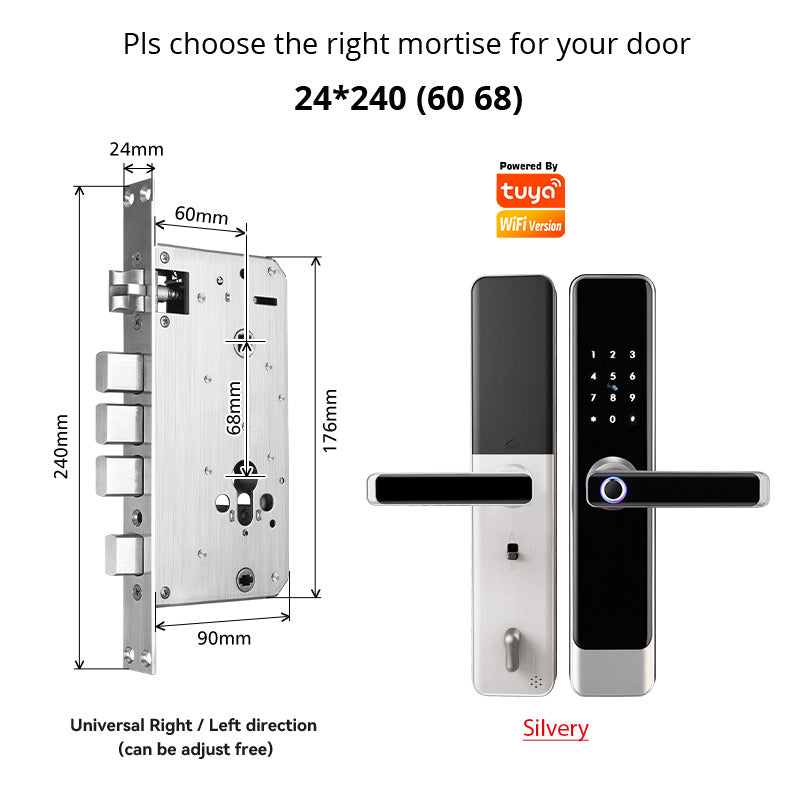 E908-Keyless-Entry Fingerprint Smart Door Lock,with with 6068 Mortise, 5-in-1 Unlock Methods, Tuya App Electronic Digital Door Lock with Digital Passcode/Key/IC Card Unlock