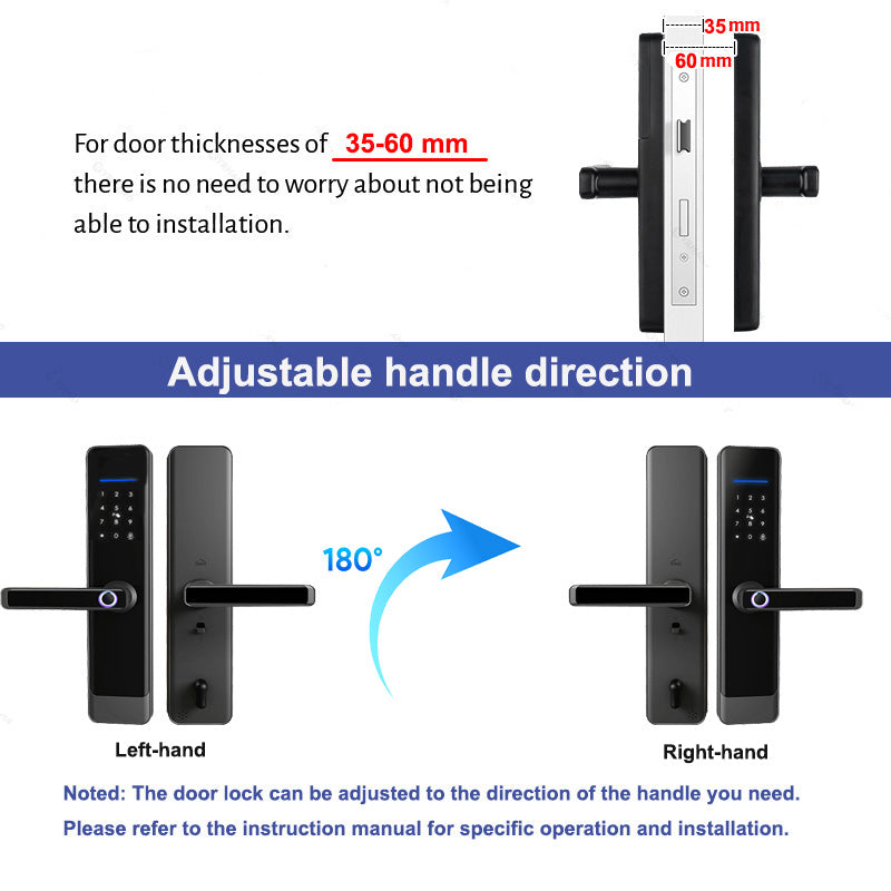 E908-Keyless-Entry Fingerprint Smart Door Lock,with with 6068 Mortise, 5-in-1 Unlock Methods, Tuya App Electronic Digital Door Lock with Digital Passcode/Key/IC Card Unlock
