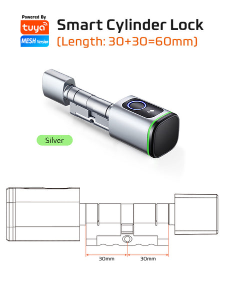 S1F-Tuya App Cylinder Electronic Smart Door Lock with Fingerprint FRID Card Mechanical Key Unlock