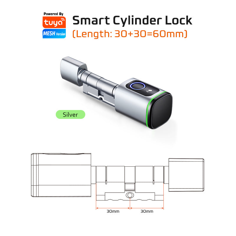 S1F-Tuya App Cylinder Electronic Smart Door Lock with Fingerprint FRID Card Mechanical Key Unlock