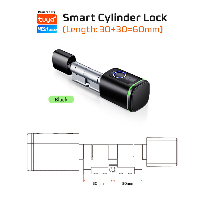 S1F-Tuya App Cylinder Electronic Smart Door Lock with Fingerprint FRID Card Mechanical Key Unlock