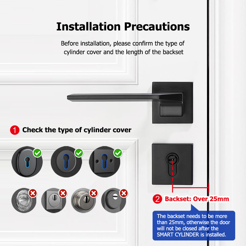 S1P-Adjustable TTLock APP Cylinder Smart Door Lock Password Digital RFID Card Mechanical Key for Home Apartment