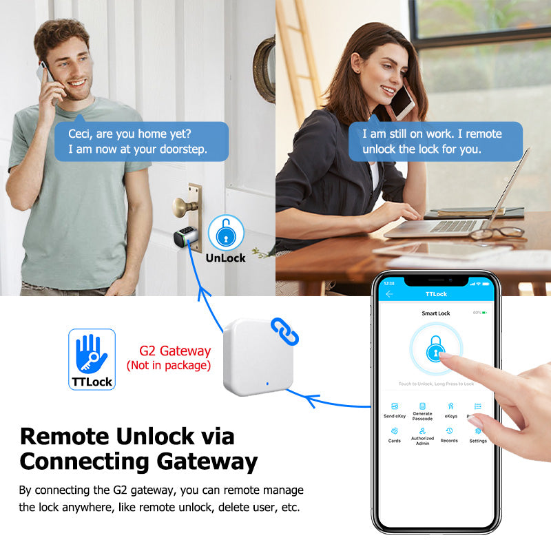 S1P-Adjustable TTLock APP Cylinder Smart Door Lock Password Digital RFID Card Mechanical Key for Home Apartment