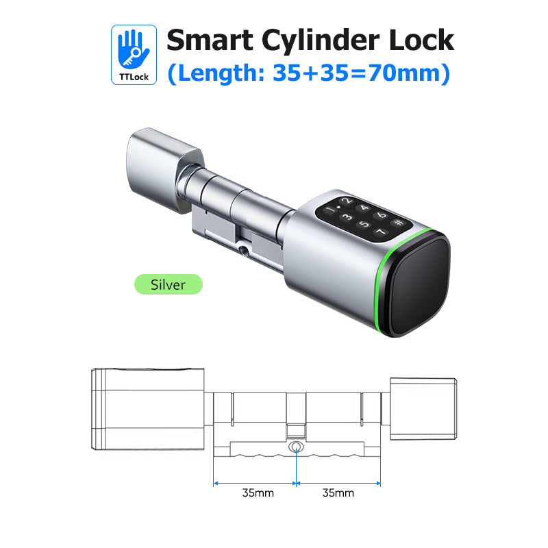 S1P-Adjustable TTLock APP Cylinder Smart Door Lock Password Digital RFID Card Mechanical Key for Home Apartment