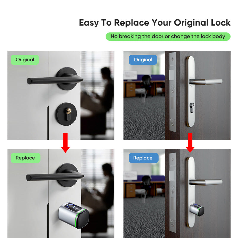 S1F-New Adjustable Replacement Fingerprint Electronic Door lock FRID Card Keyless Smart Cylinder Lock TTlock App Remote Control