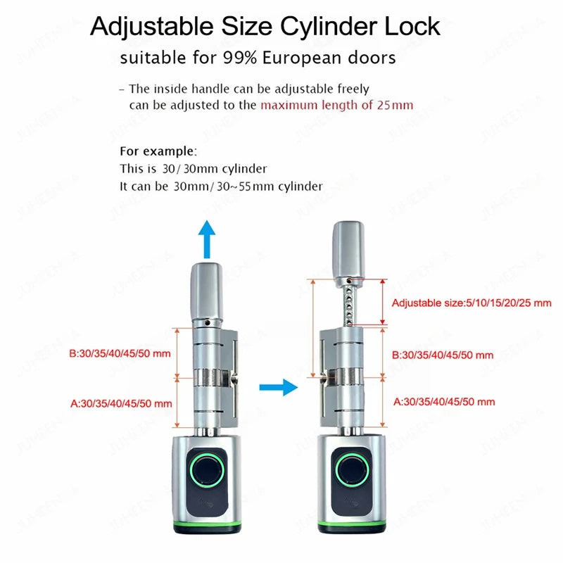 S1F-Tuya App Cylinder Electronic Smart Door Lock with Fingerprint FRID Card Mechanical Key Unlock