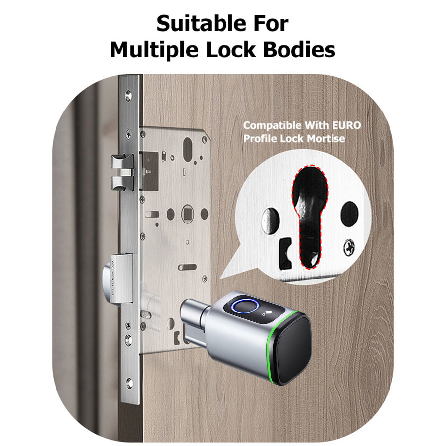 S1F-Tuya App Cylinder Electronic Smart Door Lock with Fingerprint FRID Card Mechanical Key Unlock