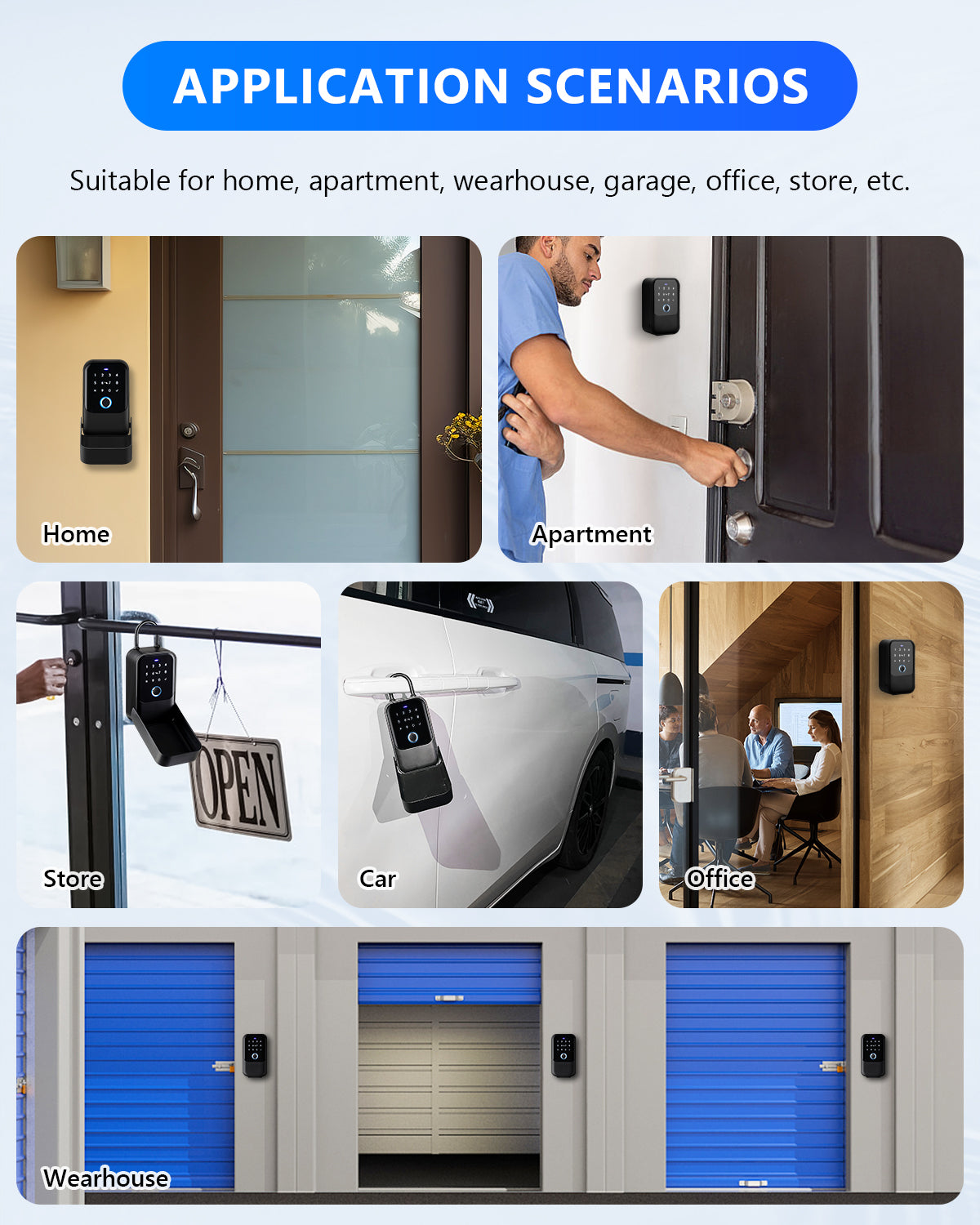 K5-Smart Key Lock Box,Home Key Wireless Smartlock Box with Fingerprint & Passcode & Access Card & Manual Key & TTlock App Control,Easy Installation