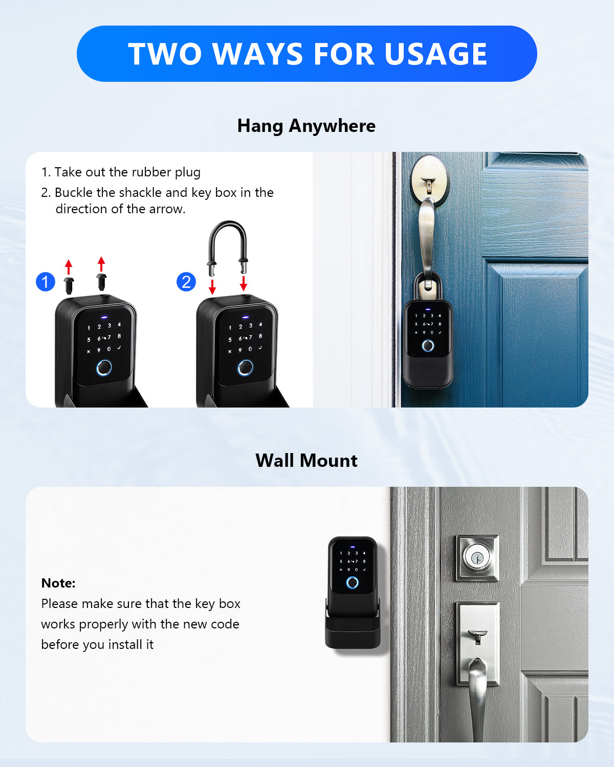 K5-Smart Key Lock Box,Home Key Wireless Smartlock Box with Fingerprint & Passcode & Access Card & Manual Key & TTlock App Control,Easy Installation