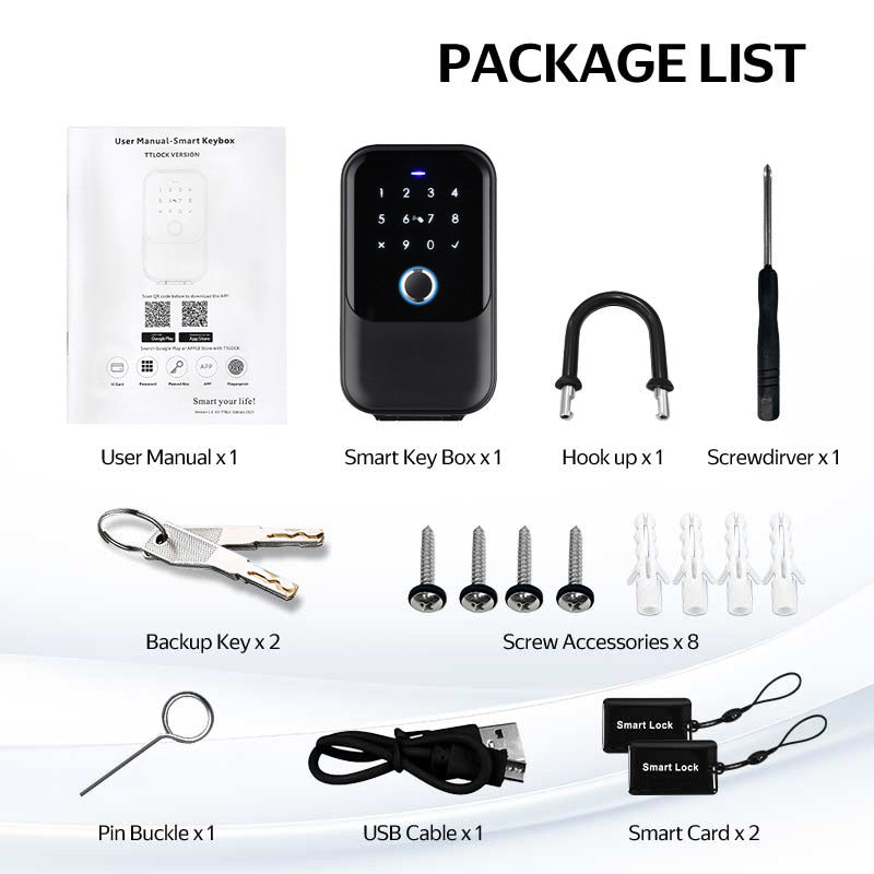 K5-Smart Key Lock Box,Home Key Wireless Smartlock Box with Fingerprint & Passcode & Access Card & Manual Key & TTlock App Control,Easy Installation