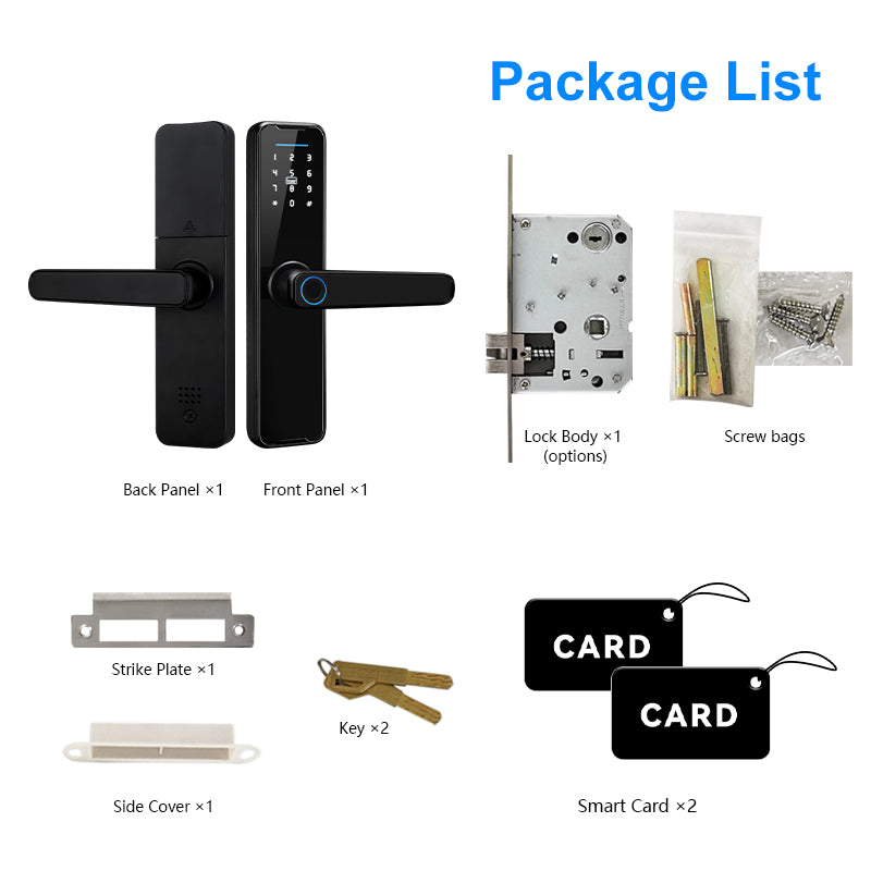 K7 Smart Biometric Fingerprint Lock Electric Door Lock,Keyless Entry Door Lock with Tuya App Control,Digital Keypad,Key,IC Card Unlock