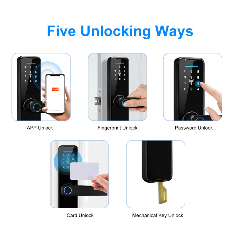 K7 Smart Biometric Fingerprint Lock Electric Door Lock,Keyless Entry Door Lock with Tuya App Control,Digital Keypad,Key,IC Card Unlock