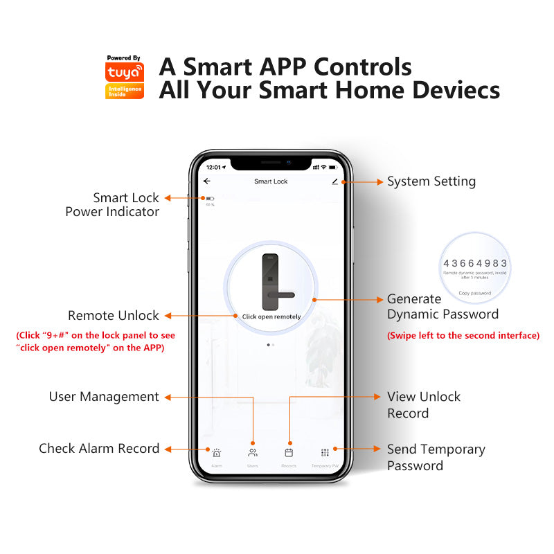 K7 Smart Biometric Fingerprint Lock Electric Door Lock,Keyless Entry Door Lock with Tuya App Control,Digital Keypad,Key,IC Card Unlock